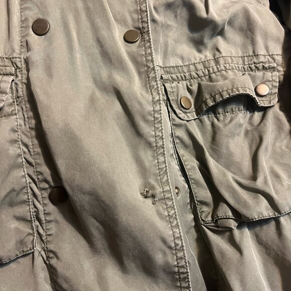Francesca’s Blue Rain Olive Green Twill Utility Jacket Snap Buttons, Small S / M - Picture 10 of 14